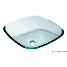 Lavello semi-quadrato in vetro trasparente