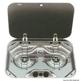 Piano cottura in acciaio inox SMEV con coperchio in vetro temperato fumé