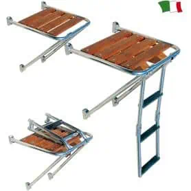 Scaletta pieghevole in acc. inox 3 gradini per plancetta