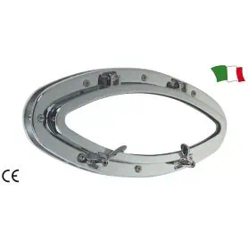 Porthole with octagonal shape. Chrome finish. Dimensions: 410 x 172.