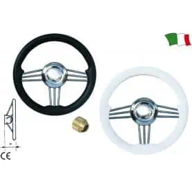 3-spoke white polyurethane steering wheel
