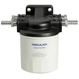 Fuel filter with disposable 10-micron cartridge.