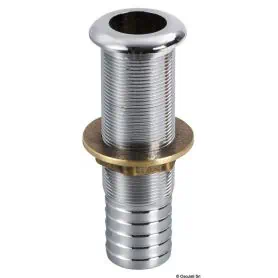 Sea discharge with chrome-plated brass hose connector.