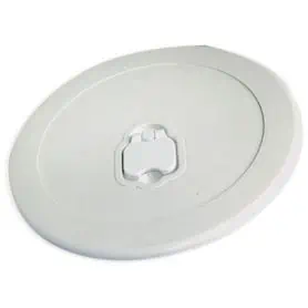 Trapdoor with concealed screws and cam lock fastening of the lid.