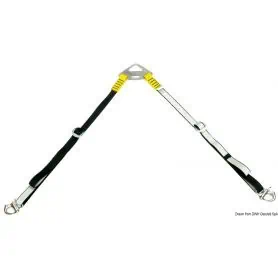 Polyester sling for lifting dinghy.