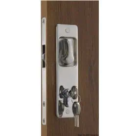 Serratura per porte scorrevoli con maniglie incassate, chiave YALE esterna, blocco interno