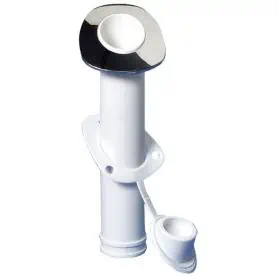 Recessed rod holder with stainless steel flange, 60Â° inclination.