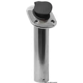 Recessed mounting rod holder with trapezoidal flange.