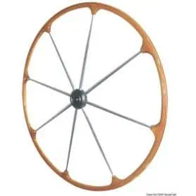 Tiller with outer teak circle.