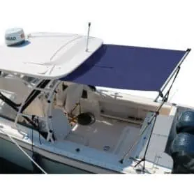 Telescopic arm awning for T-Top, rigid sunroofs, Flying bridge roofs.