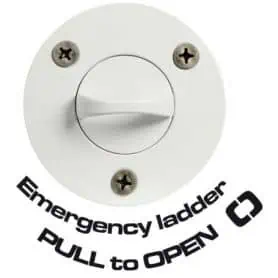 Recessed emergency staircase with 3 steps.