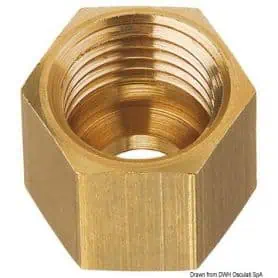 Dado in ottone per tubo rame da 8 mm, passo M14 x 1.5F