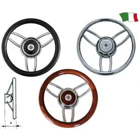 THREE-SPOKE STAINLESS STEEL STEERING WHEEL