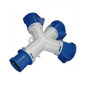 Three-way CEE distributor for outdoor use