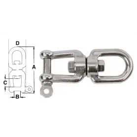 316 stainless steel eye/shackle swivel mm.8