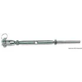 Turned tensioner from the bar with a press terminal on stainless steel cable.