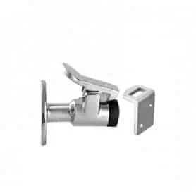 Ferma porta inox a scatto mm. 61, diametro base mm.50