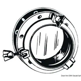 Circular porthole that can be opened.