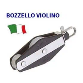 Violin block with 2 pulleys, with rope guide and rope clamp