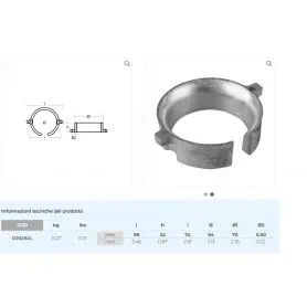 Anodo collare per motori Mercruiser bravo one alluminio
