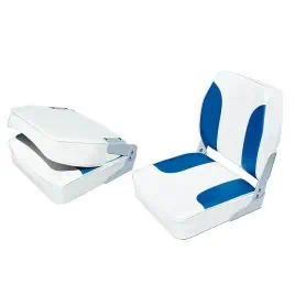 SEDILE SIMILPELLE BIANCO/BLU E CERNIERE ALLUM.VERNICIATO