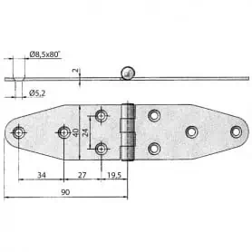 CERNIERA DRITTA INOX 180x40mm
